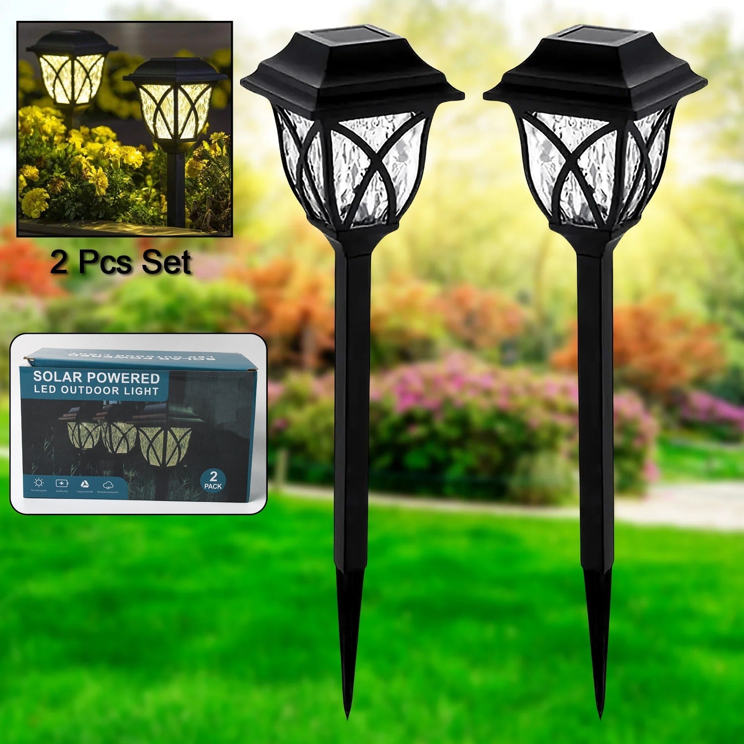 Solar Garden Lights LED Outdoor Stake Spotlight Fixture for Garden Light (Pack of 2pc ) Solar Garden Lights LED Outdoor Stake Spotlight Fixture for Garden Light (Pack of 2pc )